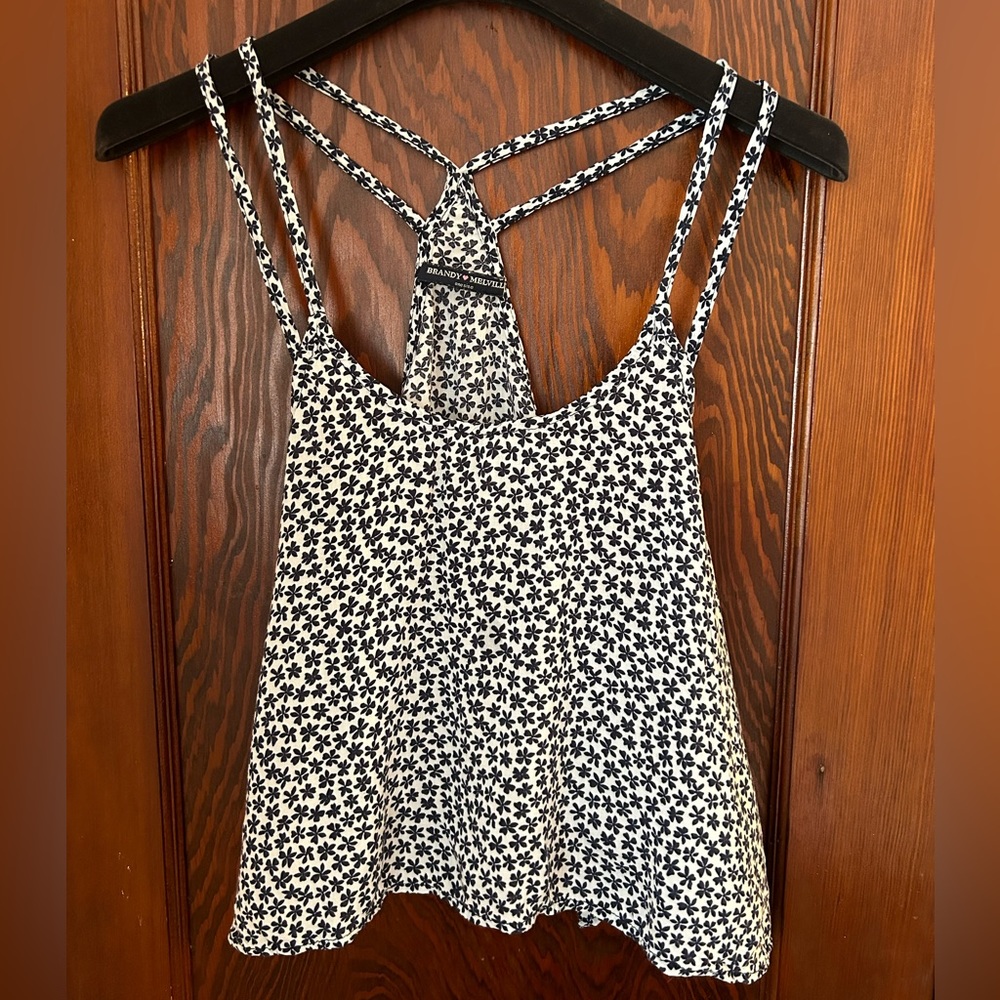 Blue Floral Brandy Melville Flowy Crop Top